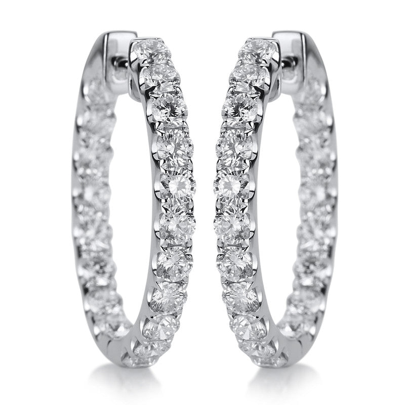 Creolen 18 kt WG, 38 Brill. 3,12 ct, TW-si