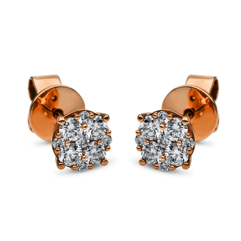 Ohrstecker 18 kt RG, 18 Brill. 0,43 ct, TW-si