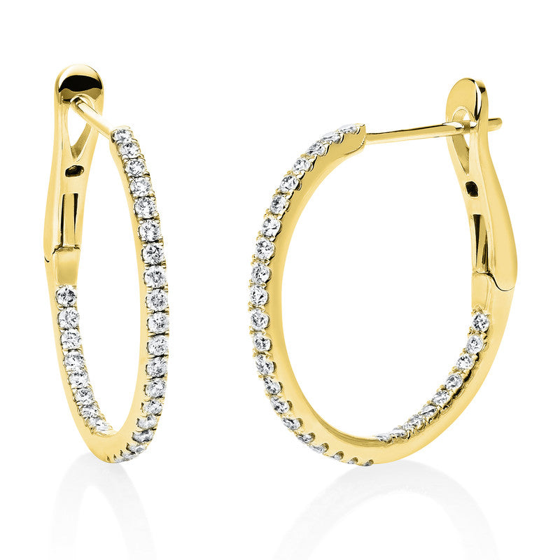 Creolen 18 kt GG, 60 Brill. 0,49 ct, TW-si