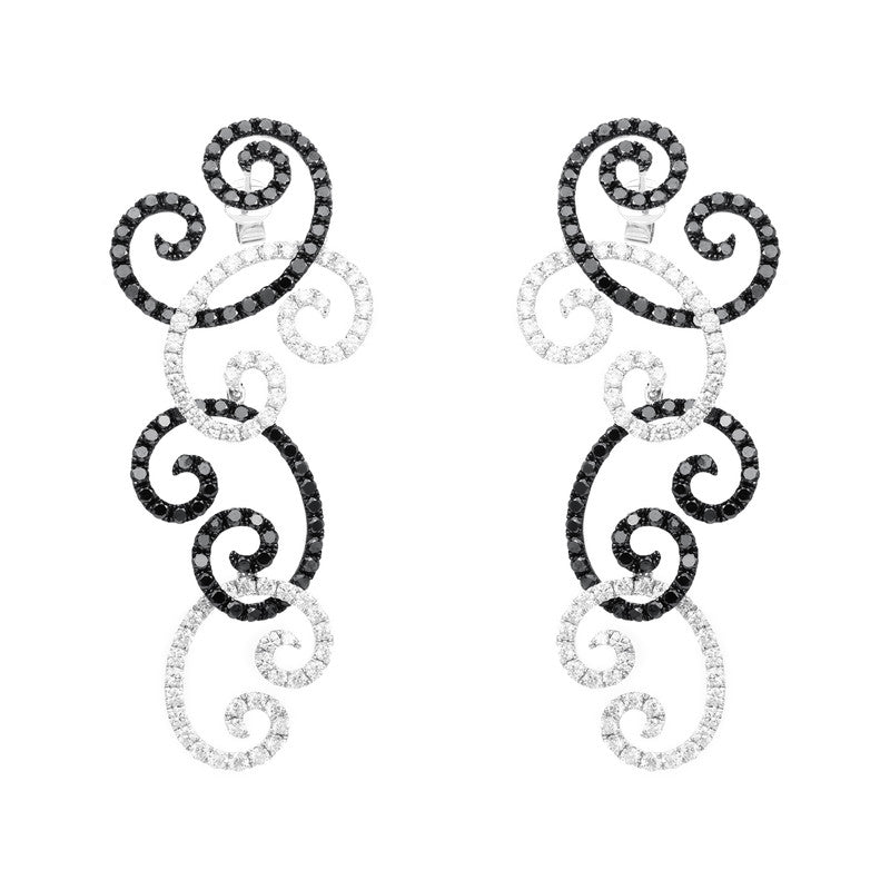 Ohrschmuck 18 kt WG, Fassung schwarz rhodiniert, 136 Brill. 4,18 ct, TW-si, 162 Brill. 5,72 ct, schwarz