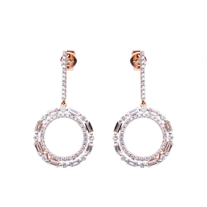 Ohrschmuck 18 kt RG, 16 Bag. 0,51 ct, TW-si, 100 Brill. 0,41 ct, TW-si