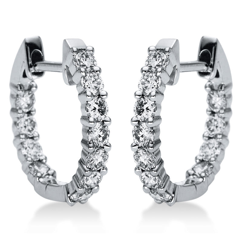 Creolen 18 kt WG, 22 Brill. 0,85 ct, TW-vsi/si