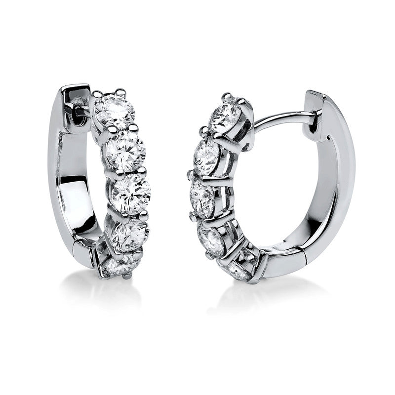 Creolen 14 kt WG, 10 Brill. 1,21 ct, TW-si