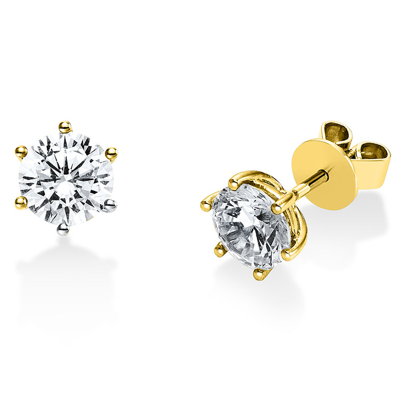 Ohrstecker 6er-Krappe 18 kt GG. GIA2437429919+GIA7421551794. 2 Brillanten 2.00 ct. TW-si