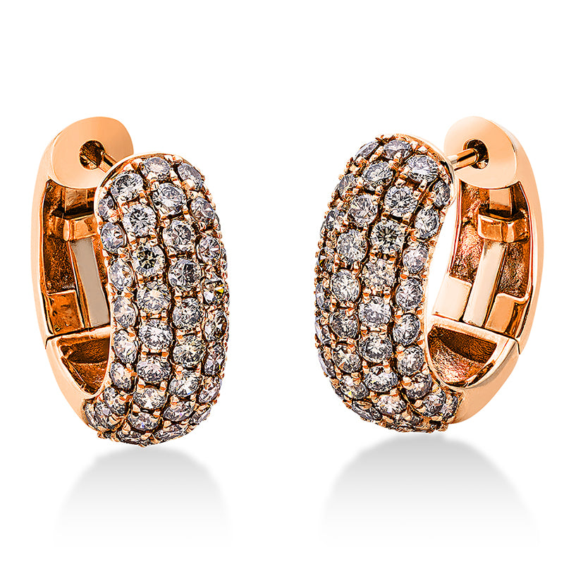 Creolen 18 kt RG, 98 Brill. 1,90 ct, braun