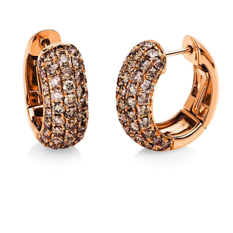 Creolen 18 kt RG, 98 Brill. 2,98 ct, braun