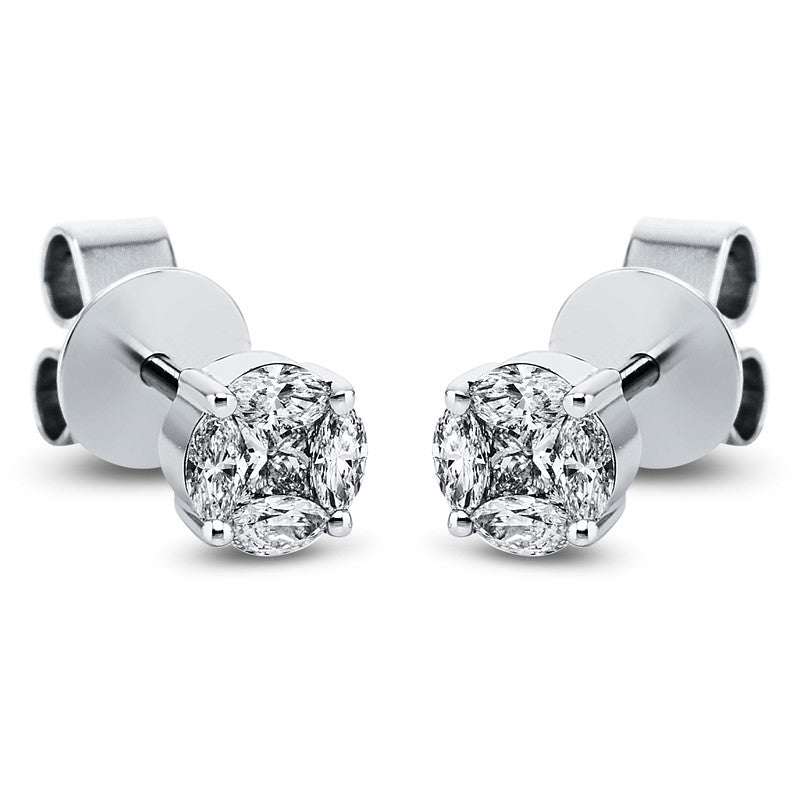Ohrstecker 18 kt WG. 2 Princ. 0.12 ct. TW-si. 8 Navette 0.33 ct. TW-si. B:5.2 mm