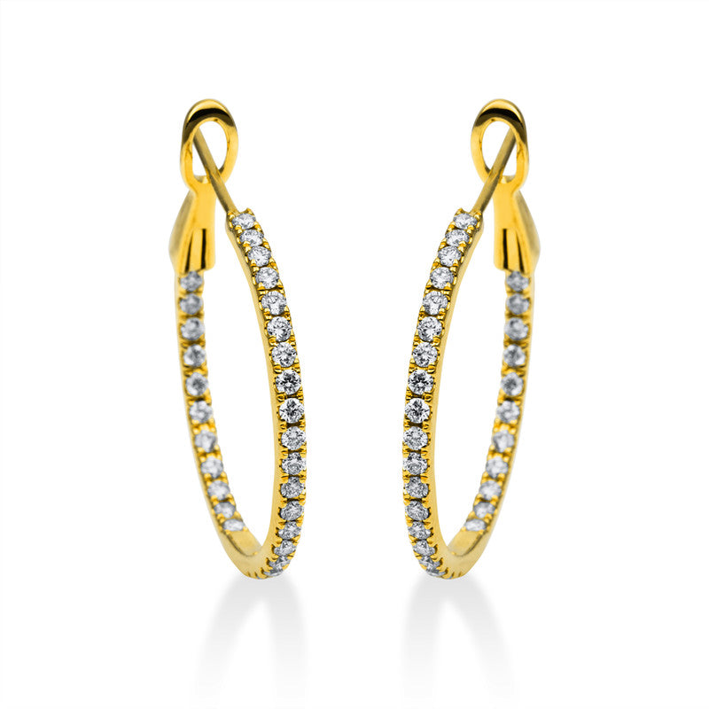 Creolen 18 kt GG, 60 Brill. 0,93 ct, TW-si