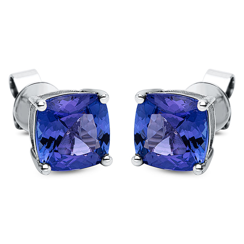 Ohrstecker 14 kt WG, 2 Tansanit 4,41 ct blau