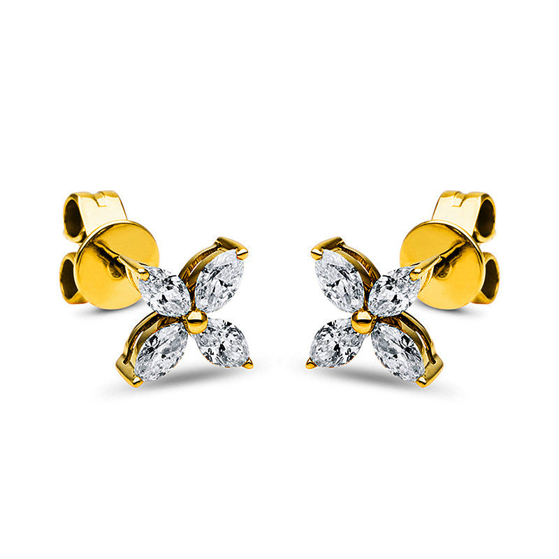 Ohrstecker 18 kt GG, 8 Nav. 0,60 ct, TW-si