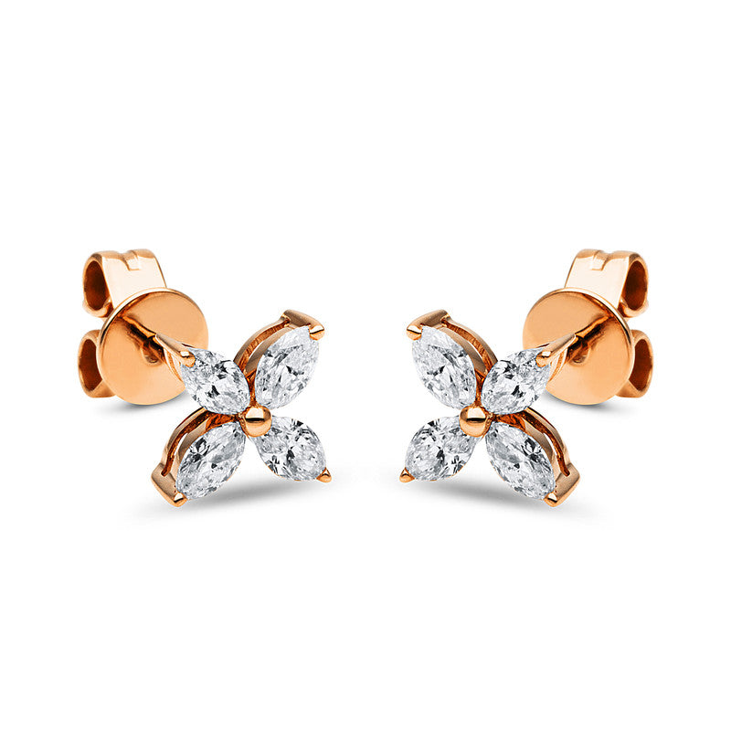 Ohrstecker 14 kt RG, 8 Nav. 0,40 ct, TW-si