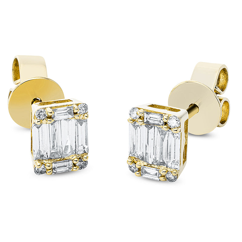 Ohrstecker 18 kt GG, 4 Bag. 0,06 ct, TW-si, 8 Bag. 0,25 ct, TW-si, 8 Brill. 0,04 ct, TW-si
