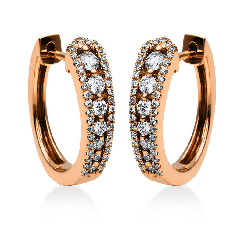 Creolen 18 kt RG, 6 Brill. 0,26 ct, TW-si, 82 Brill. 0,29 ct, TW-si