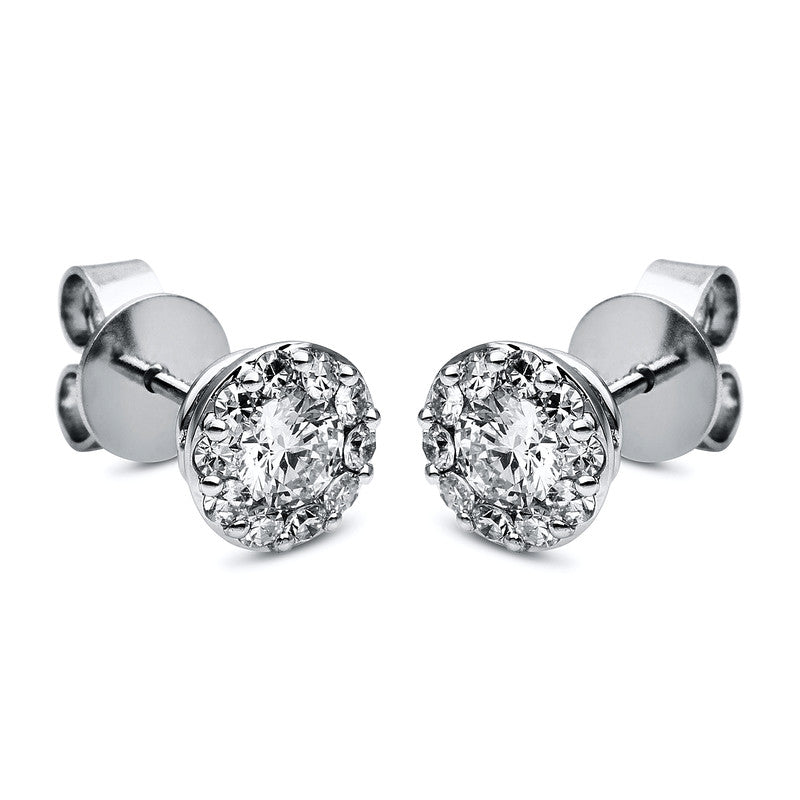 Ohrstecker 18 kt WG, 2 Brill. 0,40 ct, TW-si, 20 Brill. 0,32 ct, TW-si