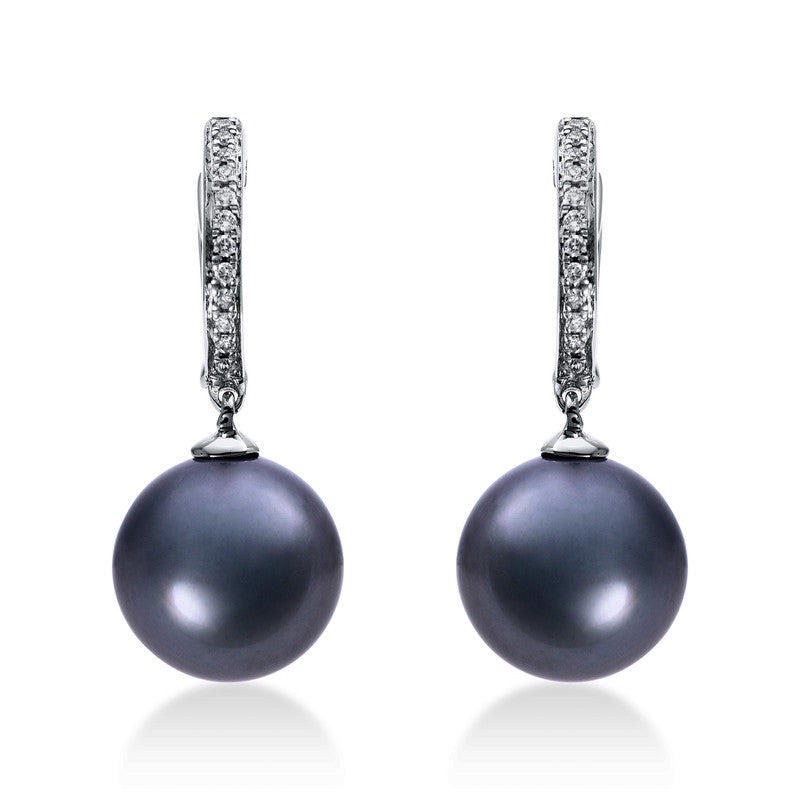 Ohrschmuck 18 kt WG. 24 Brillanten 0.08 ct. W-si. 2 TA silbergrau 10 mm