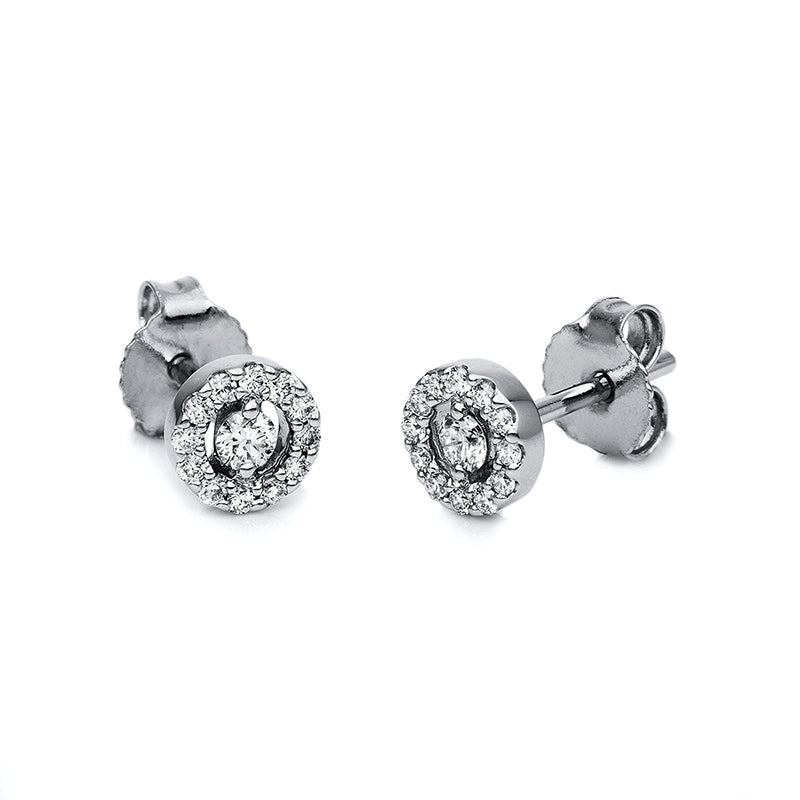 Ohrstecker 14 kt WG, 26 Brill. 0,21 ct, TW-si