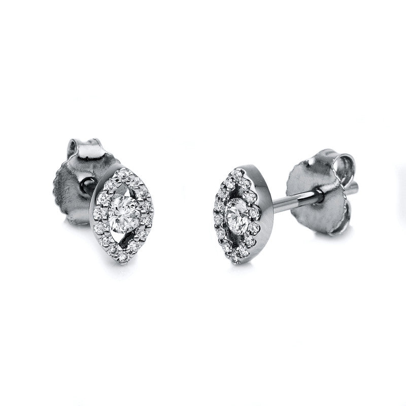 Ohrstecker 18 kt WG, 2 Brill. 0,12 ct, TW-si, 28 Brill. 0,09 ct, TW-si
