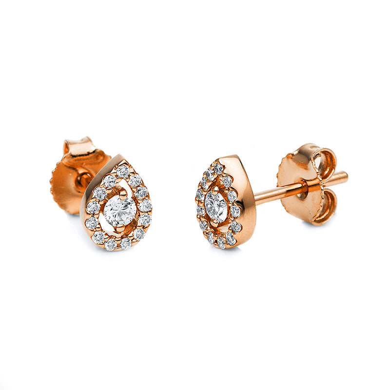 Ohrstecker 18 kt RG, 28 Brill. 0,20 ct, W-si
