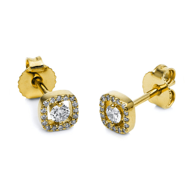 Ohrstecker 14 kt GG, 34 Brill. 0,21 ct, TW-si