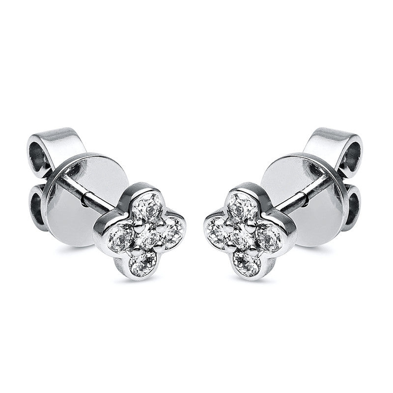 Ohrstecker 18 kt WG, 2 Brill. 0,03 ct, TW-si, 8 Brill. 0,21 ct, TW-si