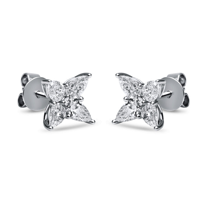 Ohrstecker 18 kt WG, 2 Brill. 0,03 ct, TW-si, 8 Tropfen 1,48 ct, TW-si