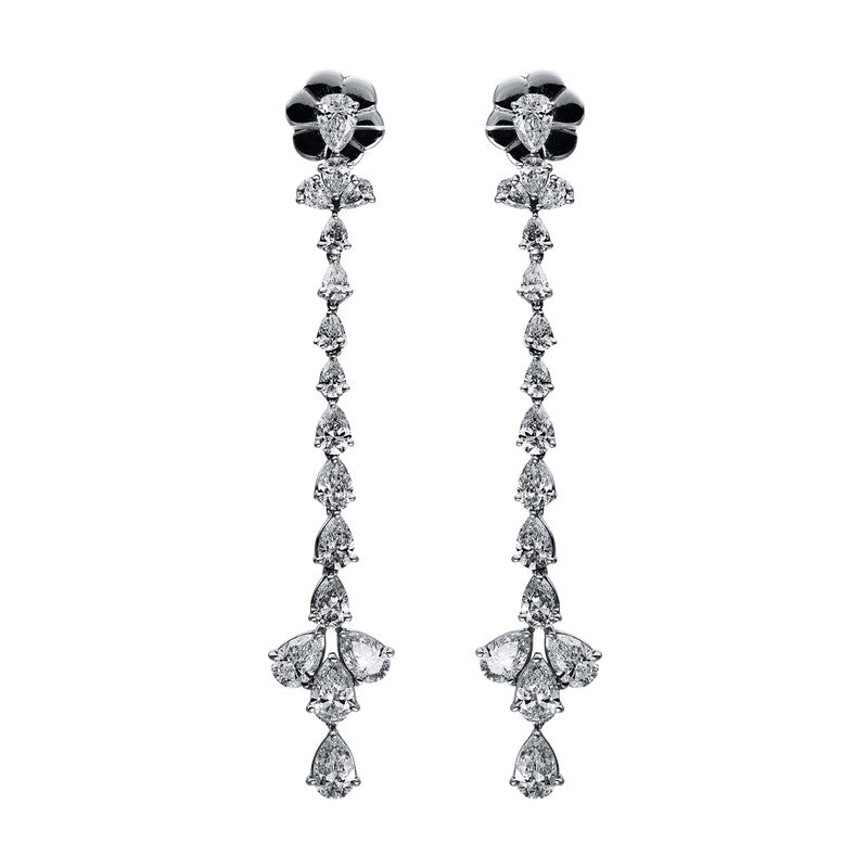Ohrschmuck 18 kt WG. 32 Tropfen 5.63 ct. TW-si. H:63.8 mm. B:11.3 mm