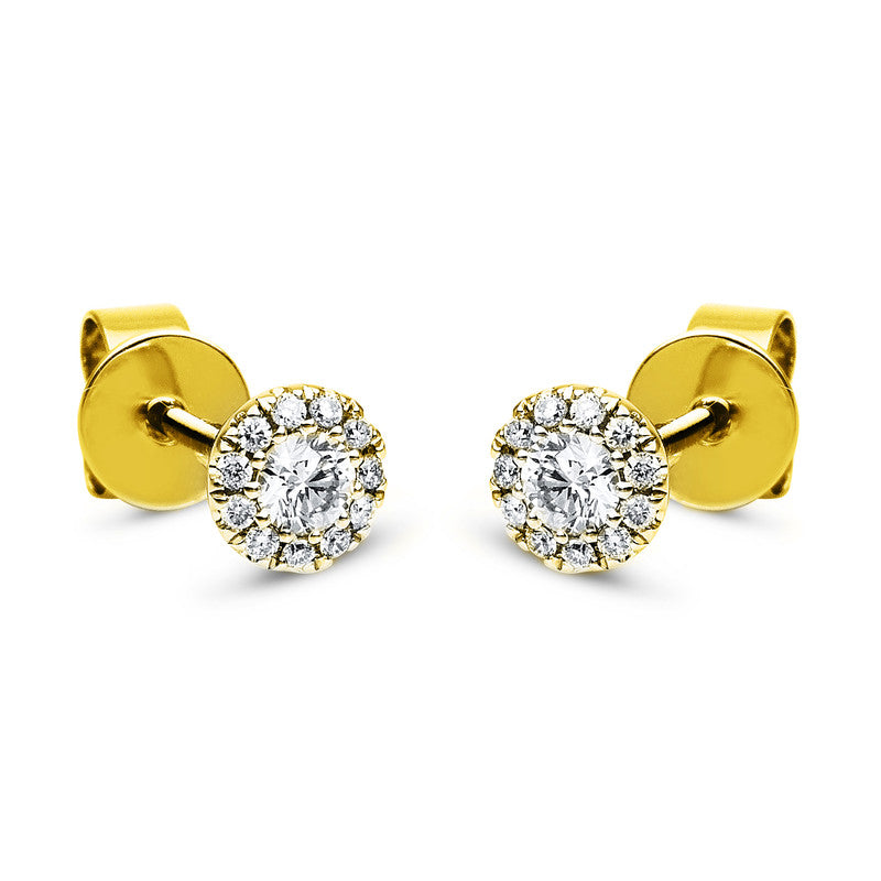 Ohrstecker 18 kt GG, 2 Brill. 0,13 ct, TW-si, 22 Brill. 0,06 ct, TW-si