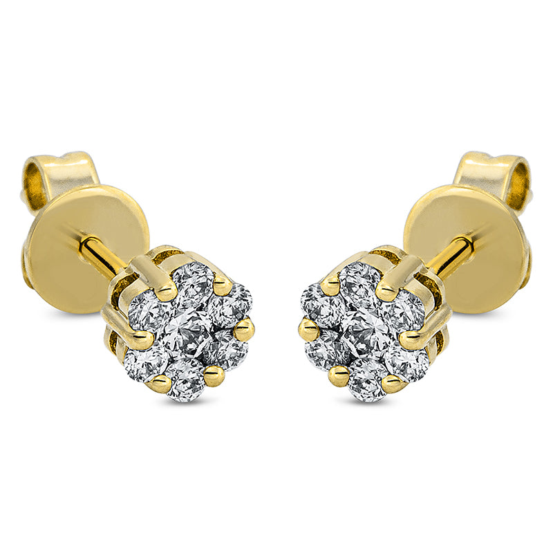 Ohrstecker 18 kt GG, 14 Brill. 0,30 ct, TW-si