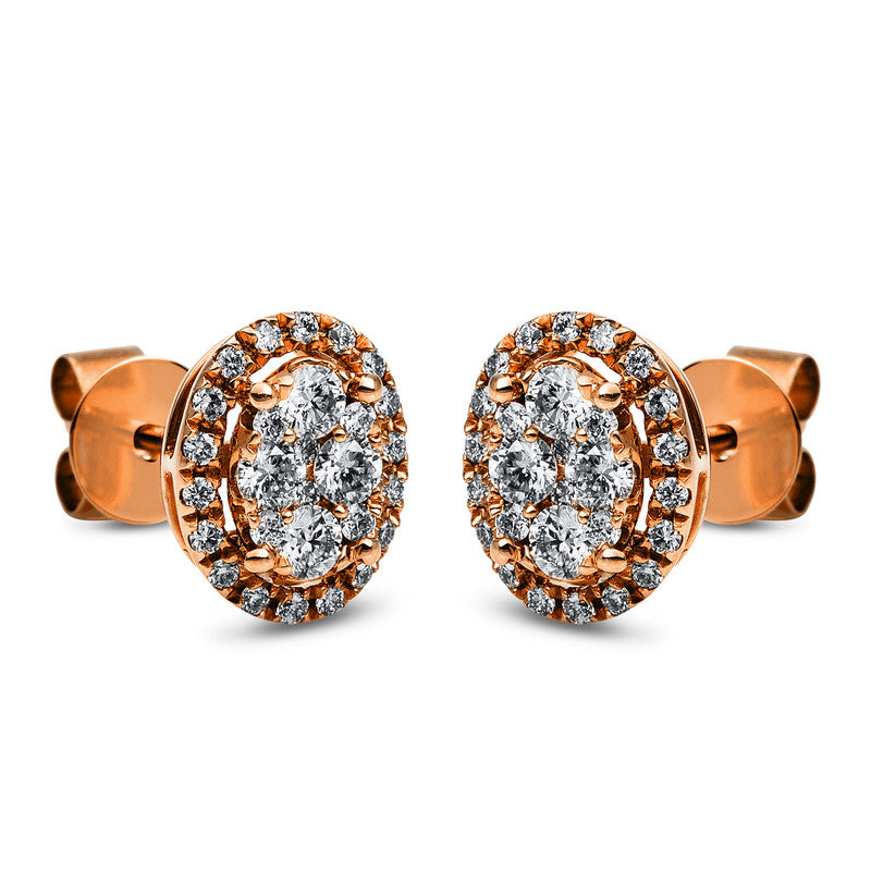 Ohrstecker 18 kt RG, 8 Brill. 0,32 ct, TW-si, 48 Brill. 0,20 ct, TW-si