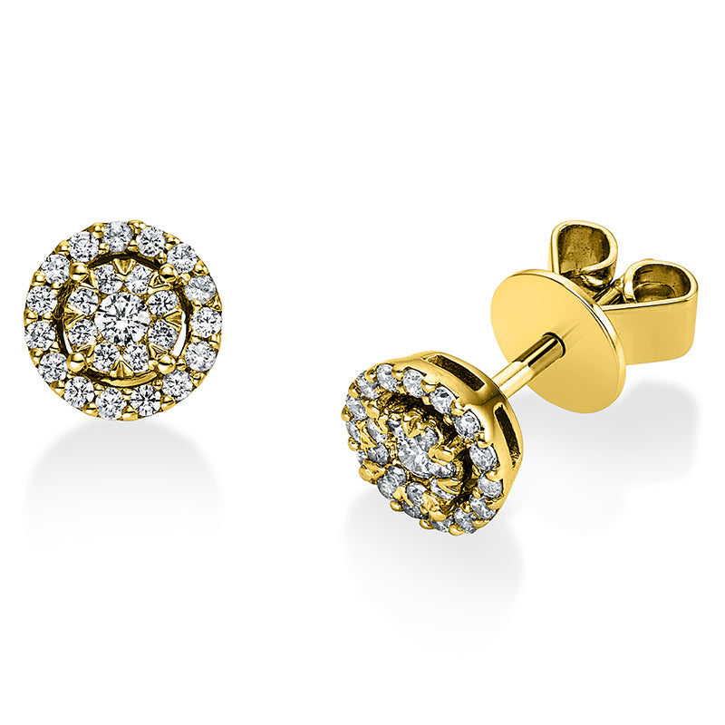 Ohrstecker 14 kt GG, 48 Brill. 0,26 ct, TW-si