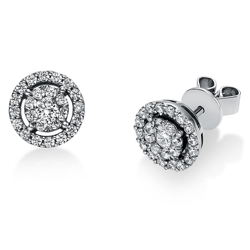 Ohrstecker 950 Pt Platin, 2 Brill. 0,16 ct, TW-si, 48 Brill. 0,44 ct, TW-si