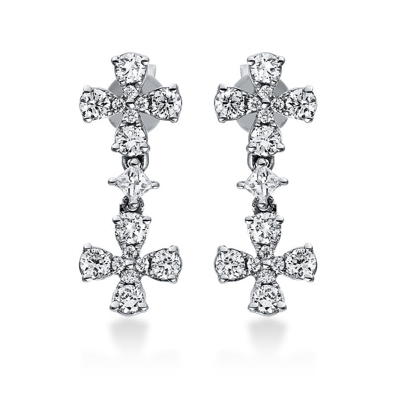 Ohrschmuck 18 kt WG, 16 Brill. 0,04 ct, TW-si, 2 Princ. 0,06 ct, TW-si, 16 Brill. 0,41 ct, TW-si