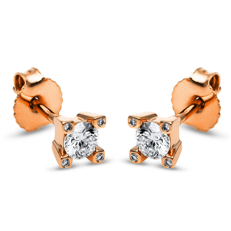 Ohrstecker 18 kt RG, 10 Brill. 0,32 ct, W-si