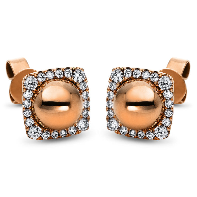 Ohrstecker 14 kt RG, 8 Brill. 0,10 ct, TW-si, 32 Brill. 0,11 ct, TW-si