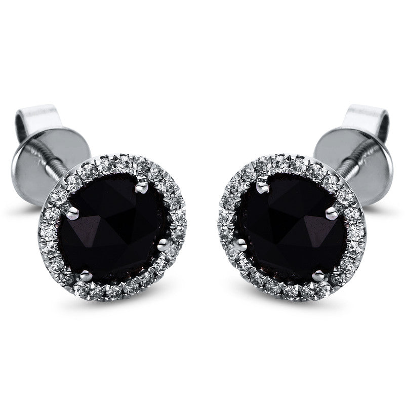 Ohrstecker 14 kt WG, 46 Brill. 0,14 ct, TW-si, 2 Onyx 0,81 ct schwarz