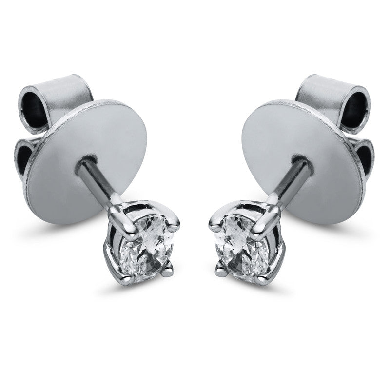 Ohrstecker 4er-Krappe 14 kt WG. 2 Oval 0.24 ct. TW-si. H:3.4 mm. B:2.9 mm
