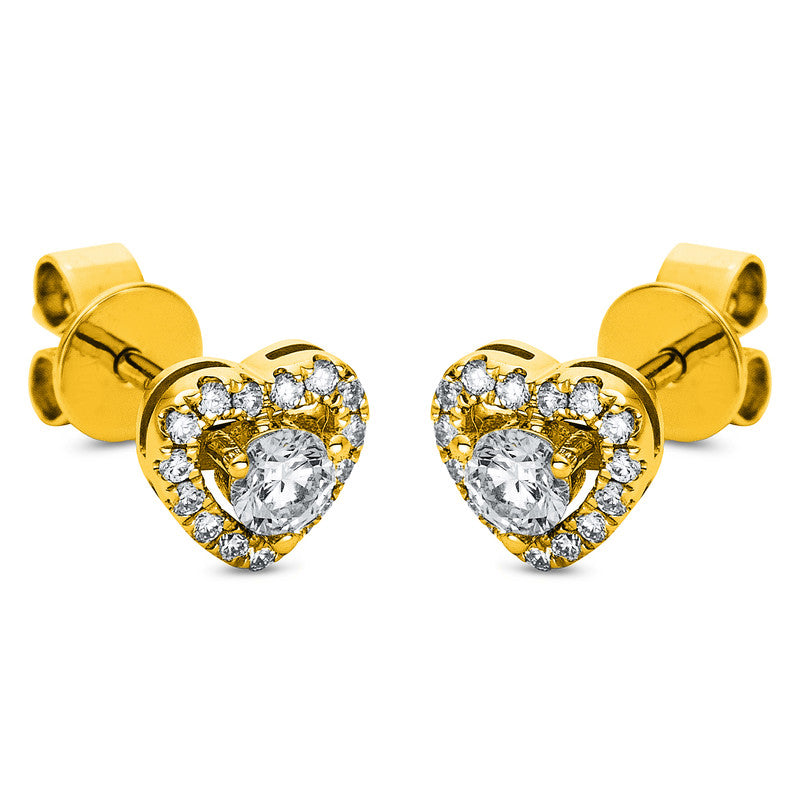 Ohrstecker 18 kt GG, 30 Brill. 0,12 ct, TW-si, 2 Brill. 0,19 ct, TW-si