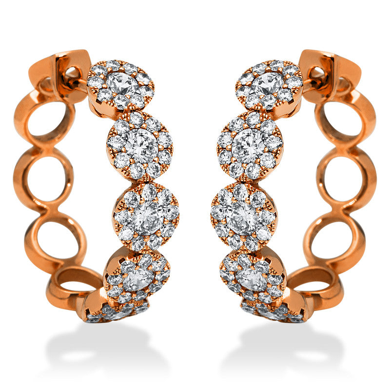 Ohrschmuck 18 kt RG, 10 Brill. 0,72 ct, TW-si, 90 Brill. 0,69 ct, TW-si