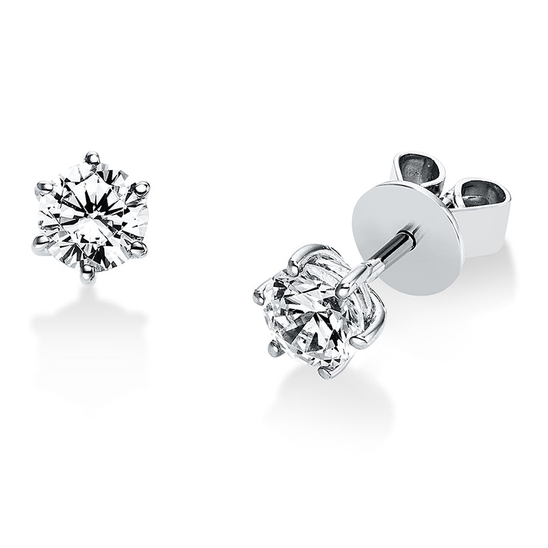 Ohrstecker 6er-Krappe 18 kt WG. GIA5393982285 + GIA2406109559. 2 Brillanten 0.80 ct. TW-si