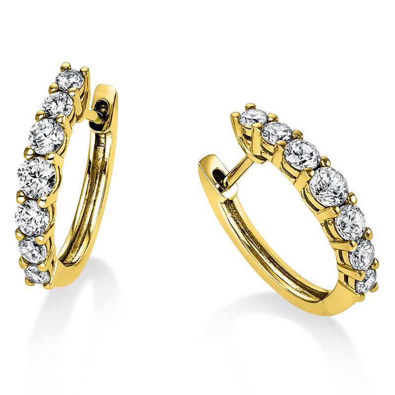 Creolen 14 kt GG, 4 Brill. 0,18 ct, TW-si, 4 Brill. 0,23 ct, TW-si, 6 Brill. 0,61 ct, TW-si