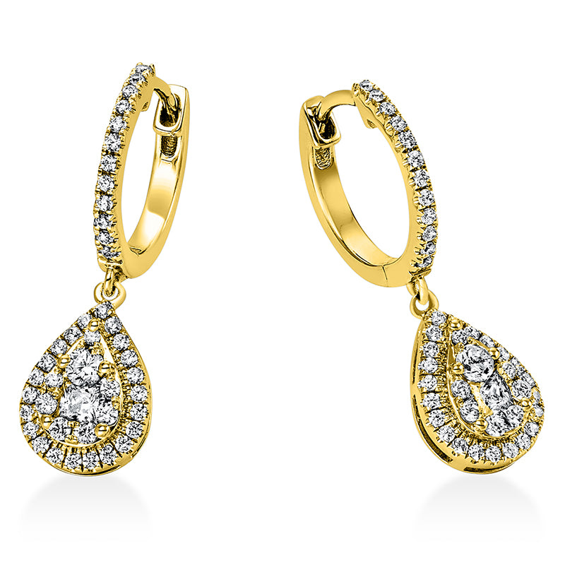 Ohrschmuck 18 kt GG, 2 Princ. 0,11 ct, TW-si, 84 Brill. 0,40 ct, TW-si