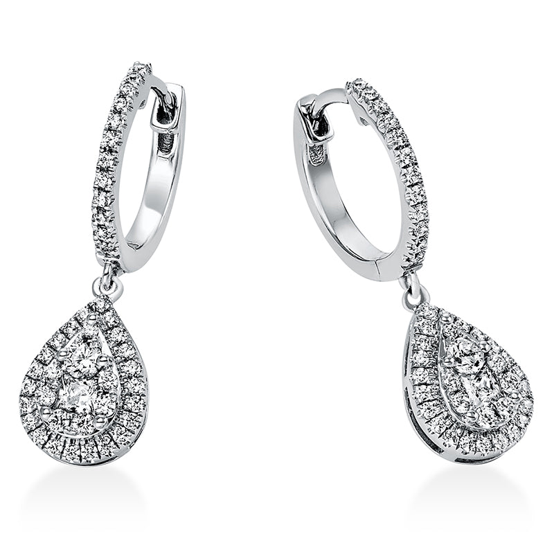 Ohrschmuck 14 kt WG, 2 Princ. 0,12 ct, TW-si, 84 Brill. 0,39 ct, TW-si
