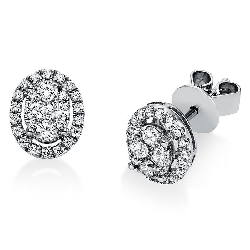 Ohrstecker 14 kt WG, 56 Brill. 0,52 ct, TW-si
