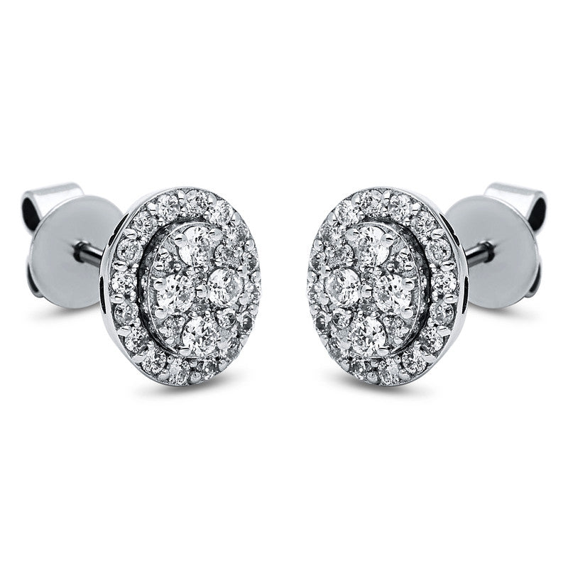 Ohrstecker 18 kt WG, 8 Brill. 0,18 ct, TW-si, 44 Brill. 0,28 ct, TW-si