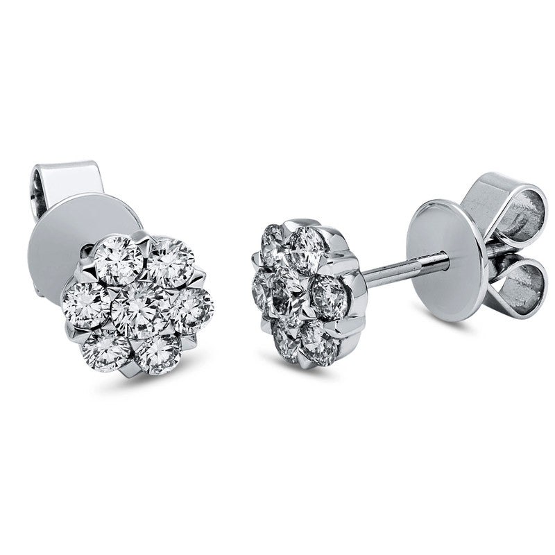 Ohrstecker 18 kt WG, 14 Brill. 0,60 ct, TW-si