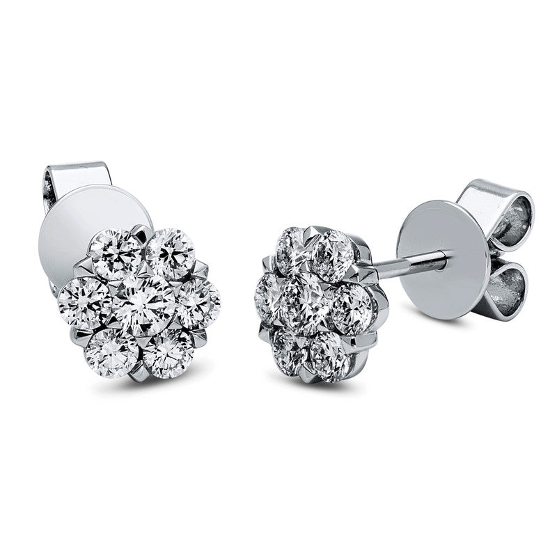 Ohrstecker 18 kt WG, 14 Brill. 0,82 ct, TW-si