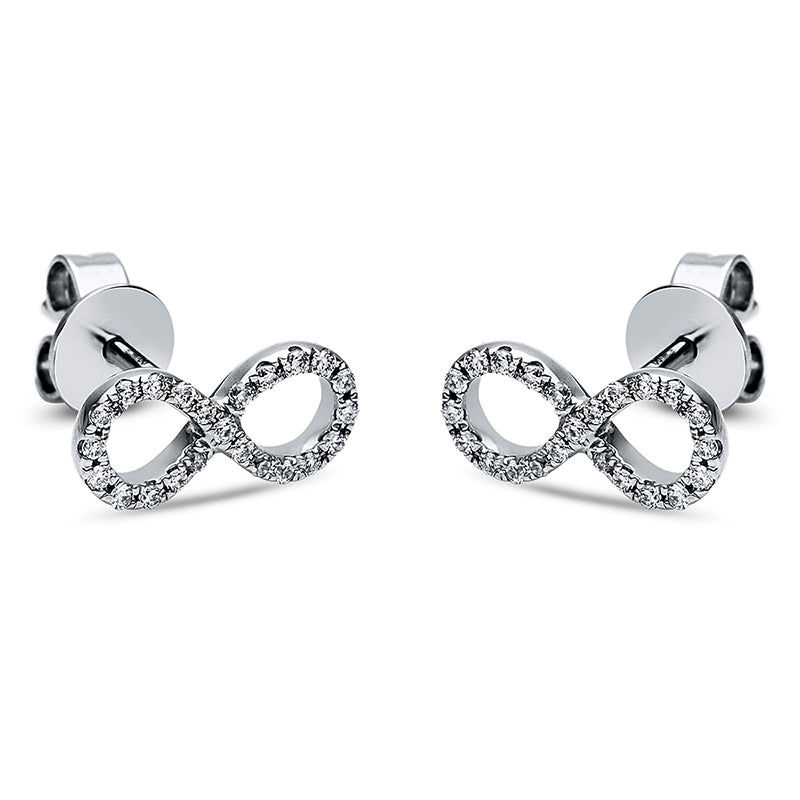 Ohrstecker 14 kt WG Infinity. 46 Brillanten 0.14 ct. TW-si. H:4.8 mm. B:10.4 mm