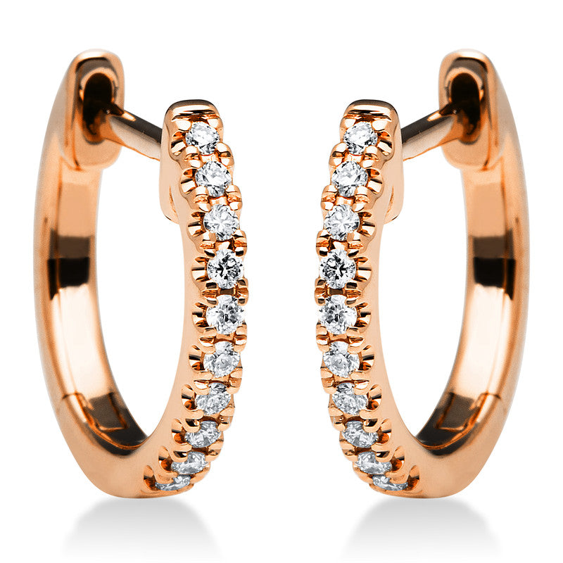 Creolen 18 kt RG, 20 Brill. 0,10 ct, TW-si