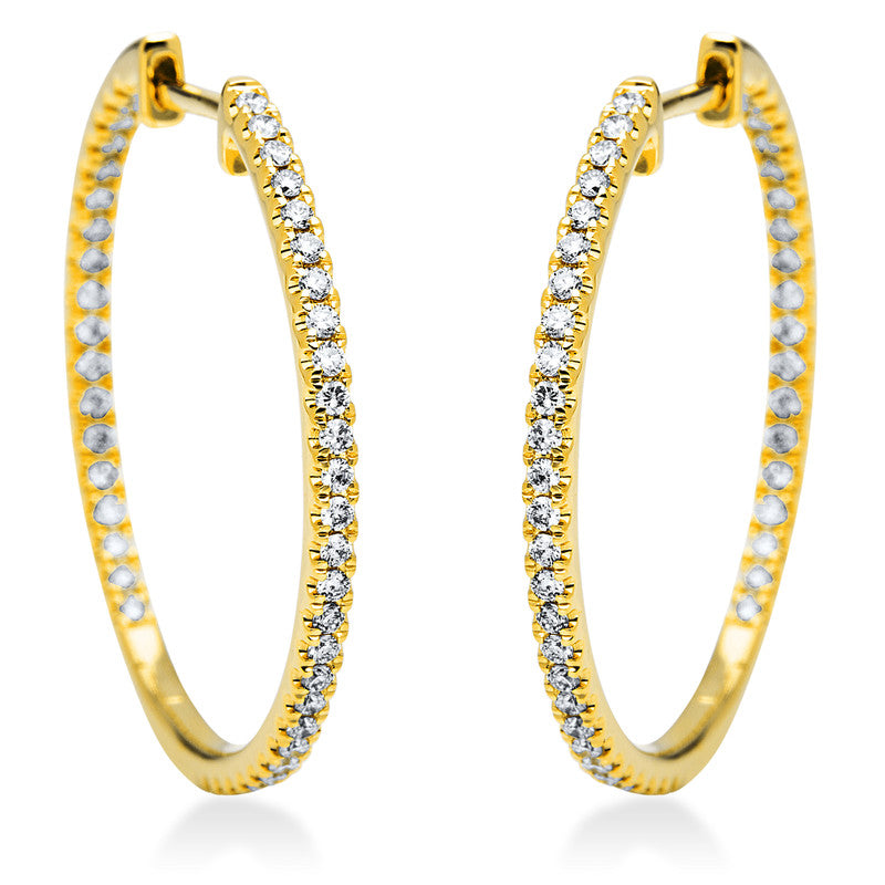 Creolen 18 kt GG, 94 Brill. 0,65 ct, TW-si