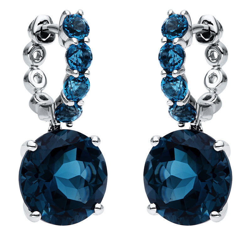 Ohrschmuck 18 kt WG, 8 Topase 1,00 ct Lond. blue, 2 Topase 8,80 ct Lond. blue